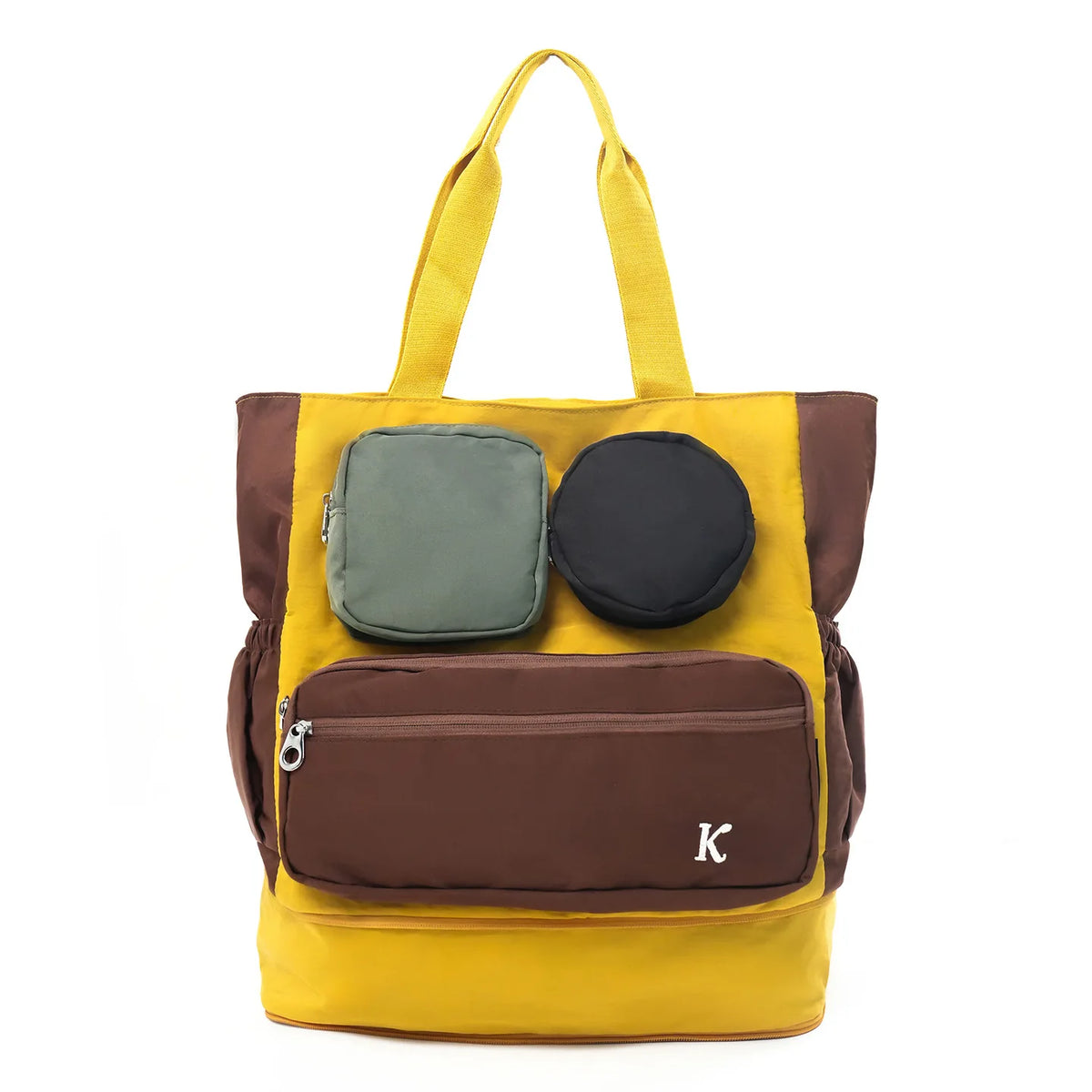 Nixie Two-Tone Foldable Travel Bag – Large Unisex Tote Foldable Shoulder Tote Nixie Yellow