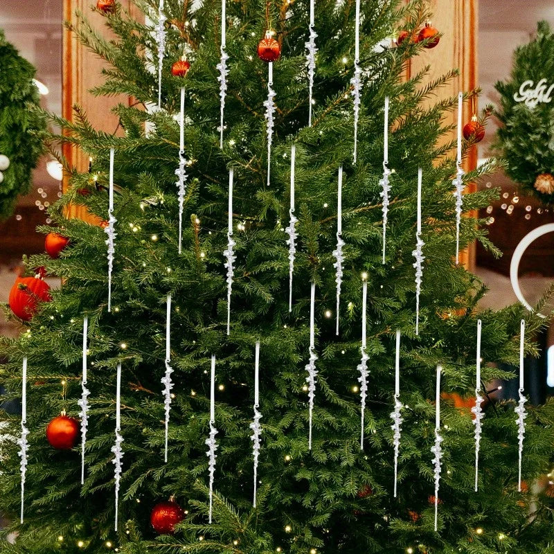 10PCS Frosted Acrylic Icicle Ornaments – Christmas Crystal Pendants Christmas Ornaments Nixie