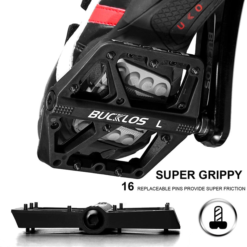 BUCKLOS Ultralight Nylon Flat Bike Pedals | MTB & Road Flat Bike Pedals Nixie