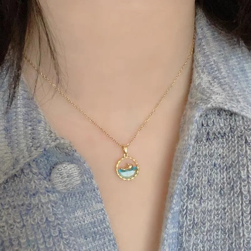 Women's Heart Pendant Stainless Steel Clavicle Chain Necklace Heart Pendant Necklace Nixie