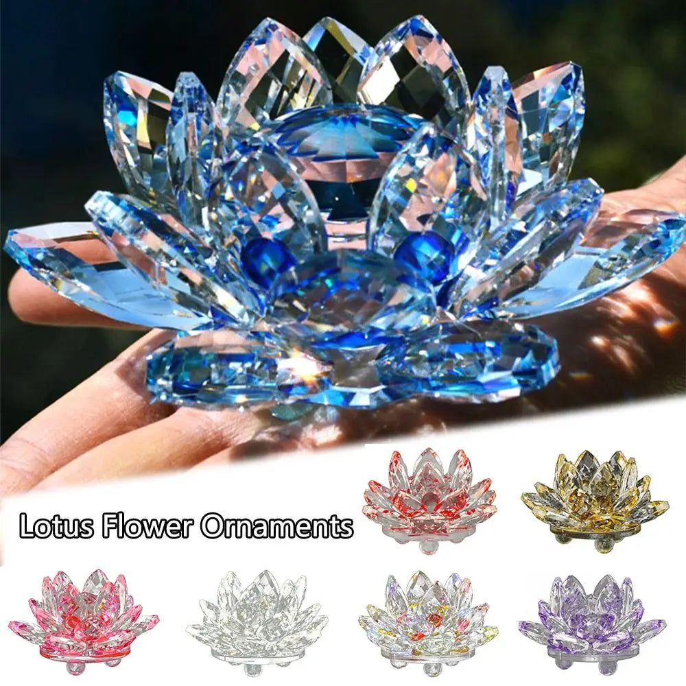 Crystal Lotus Flower Figurine – Glass Miniature Home Decor Gift Crystal Glass Figurine Nixie