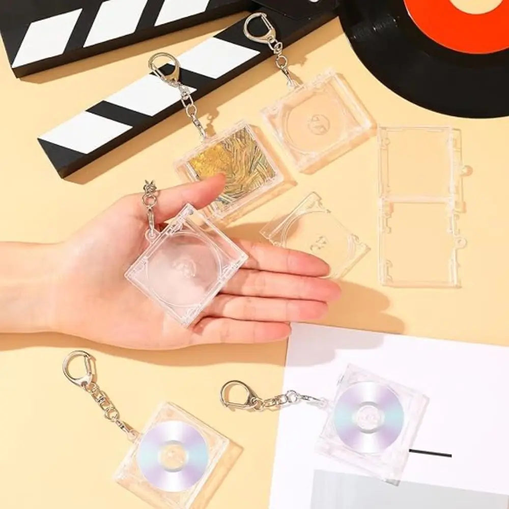 5pcs Acrylic Mini CD Holder Keychain – Customizable Keyring