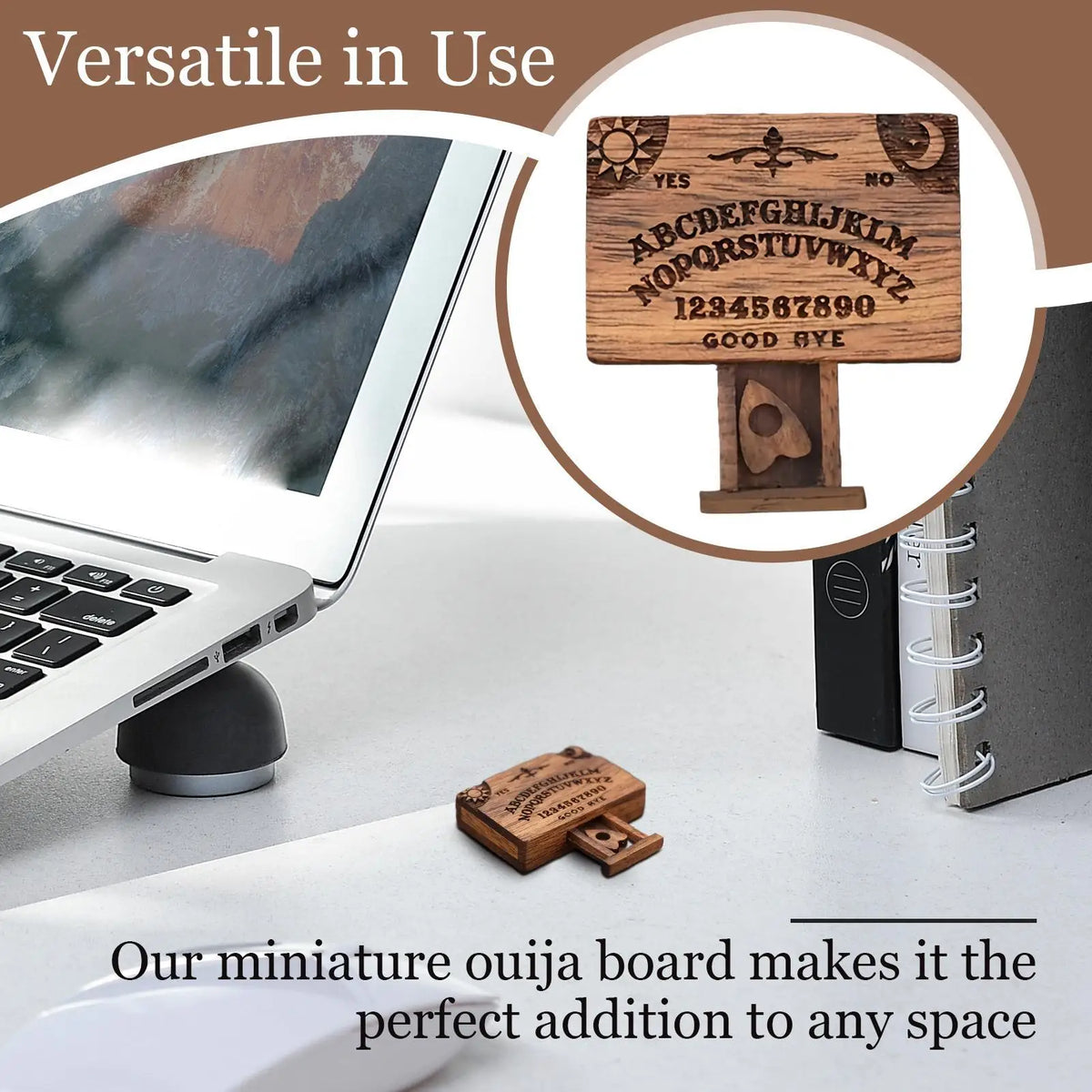 Mini Wooden Ouija Board Miniature with Drawer & Planchette Miniature Decoration Nixie