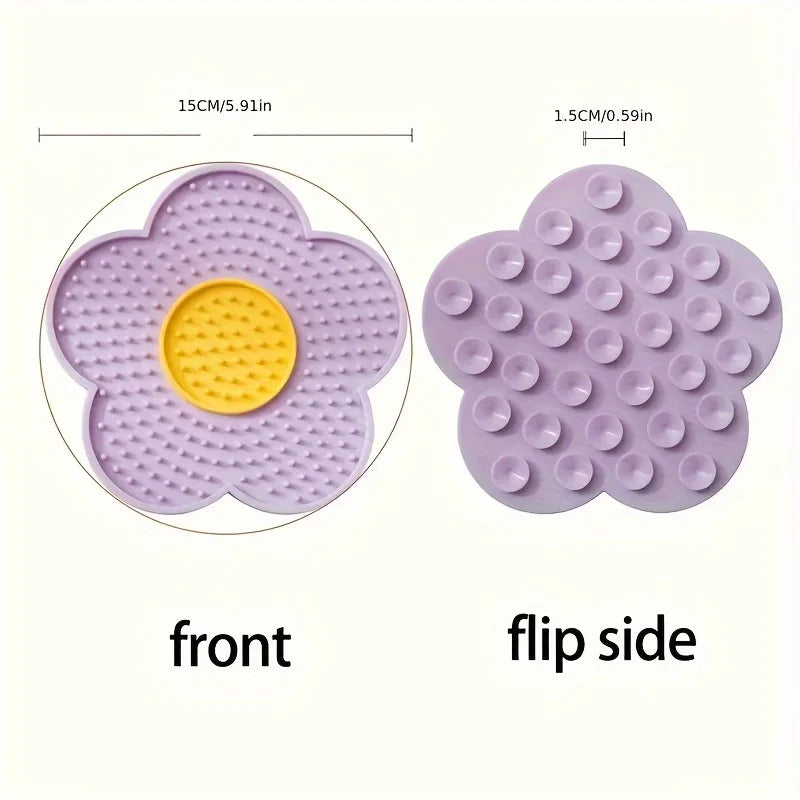 Flower Lick Mat for Dogs & Cats – Silicone Slow Feeder Pad Pet Slow Feeder Mat Nixie PURPLE