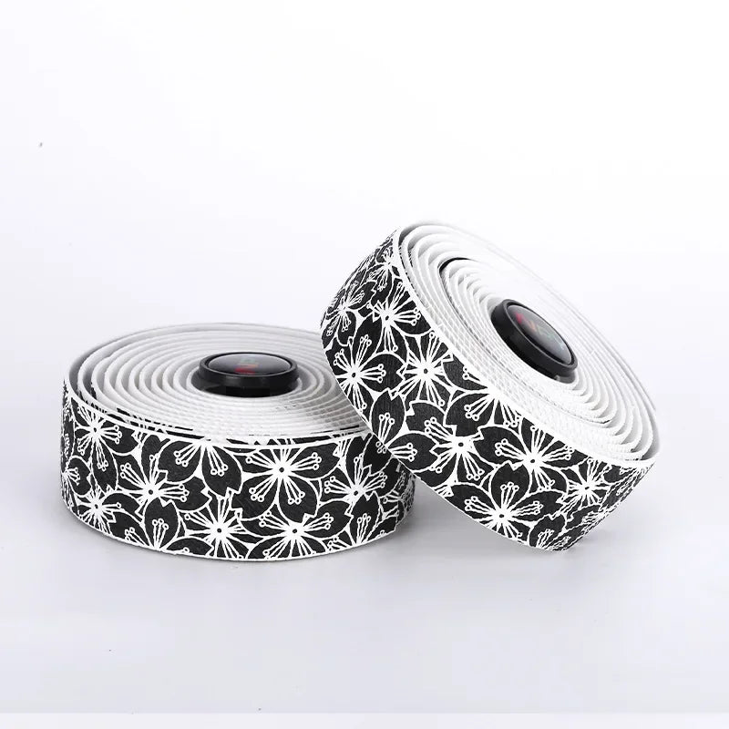 Sakura Road Bike Handlebar Tape – Anti-Slip Cushioned Wrap Bike Handlebar Tape Nixie WHITE-BLACK