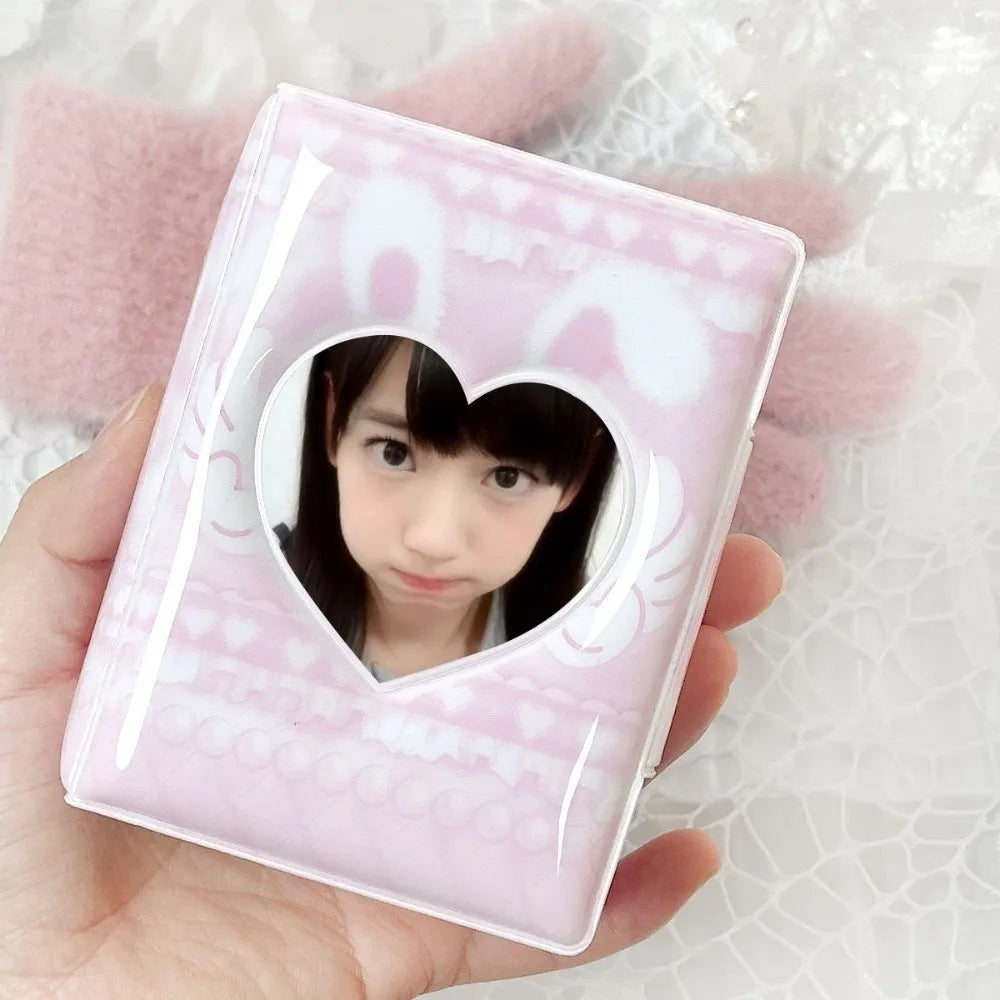 Pink Bow Mini Photocard Binder 3 Inch PVC Card Album 16 Pages Photocard Binder Nixie