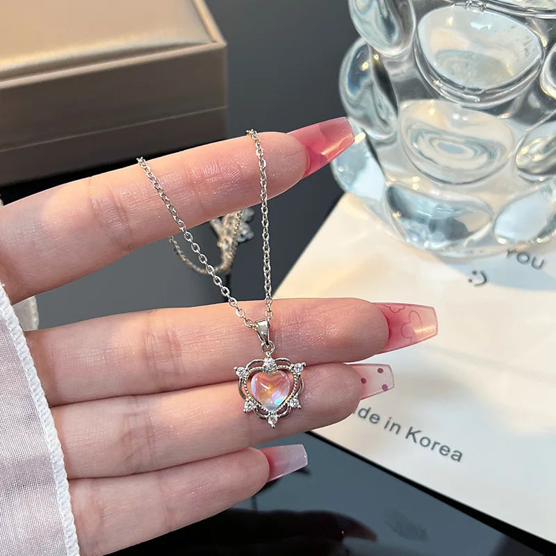 Stainless Steel Heart Pendant Necklace | Minimalist Clavicle Chain Heart Pendant Necklace Nixie