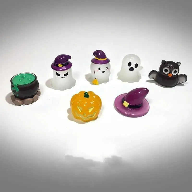 Glow-in-the-Dark Halloween Mini Resin Figurines Set 5pc Halloween Resin Figurines Nixie