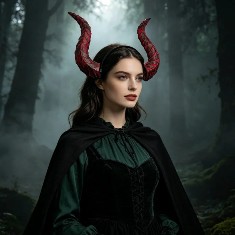 Retro Red Devil Horn Headband – Gothic Halloween Costume Costume Headband Nixie
