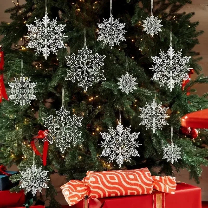 Christmas Snowflake Ornaments Transparent Acrylic Hanging Décor Christmas Ornaments Nixie