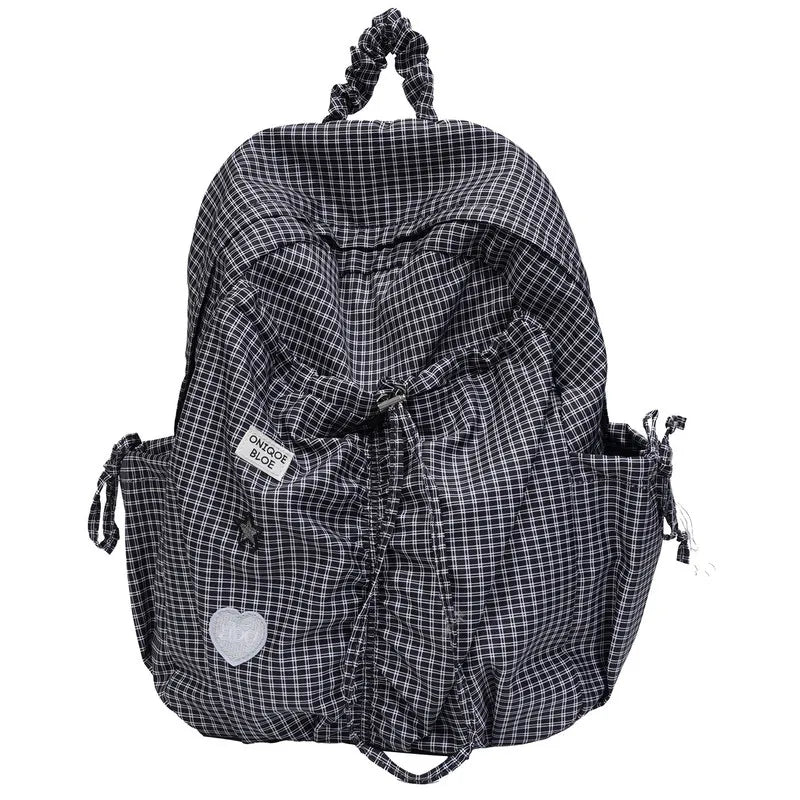 Nixie Korean Plaid Backpack – Large Capacity Lightweight Bag Plaid Backpack Nixie