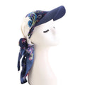 Satin Paisley Print Turban Cap with Brim | Women's Hat Turban Baseball Cap Nixie Dark Blue