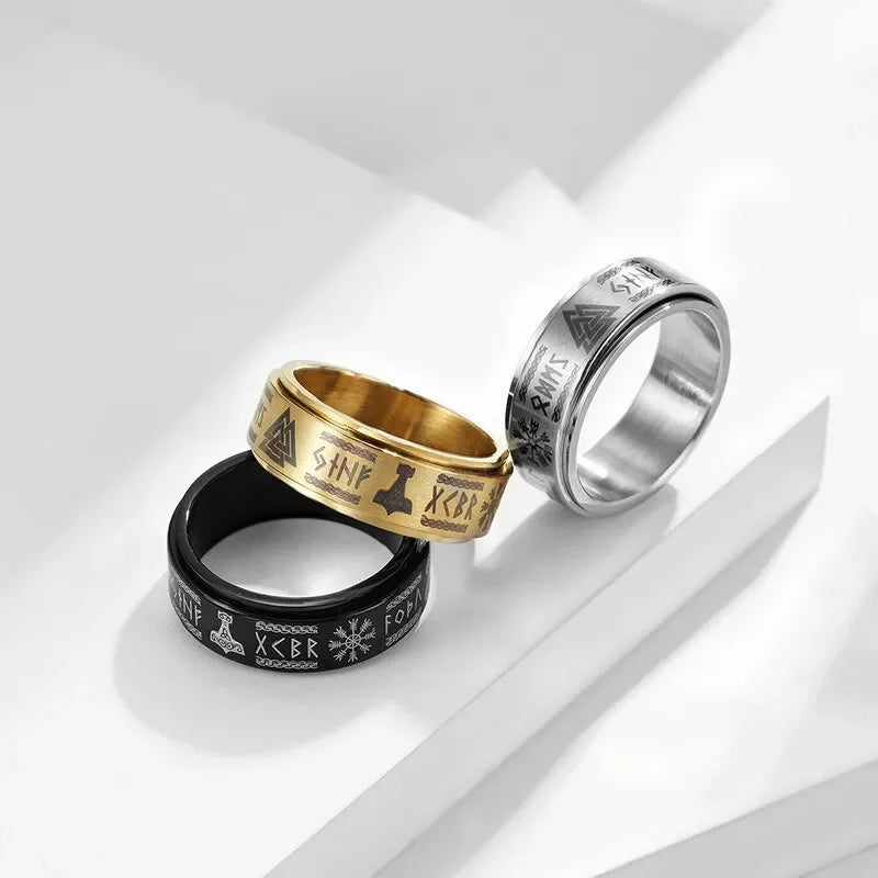 Rotatable Viking Amulet Stainless Steel Ring | Sizes 6–12 Spinner Fashion Ring Nixie