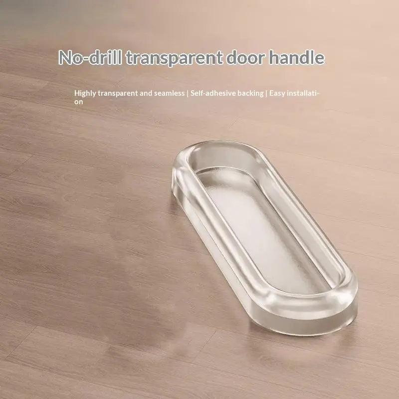 4Pcs Transparent Self-Adhesive PU Sliding Door & Drawer Handle
