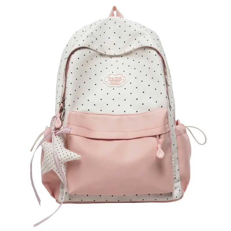 Korean Dot School Backpack for Girls – Lightweight Large Capacity School Backpack Nixie