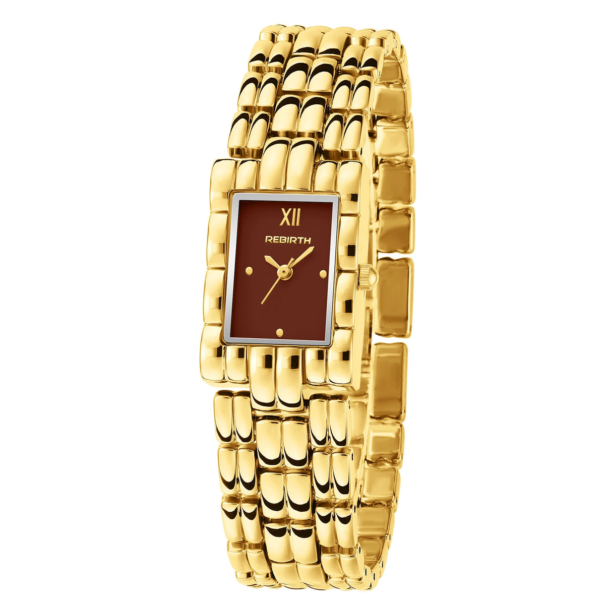 REBIRTH Vintage Square Women's Quartz Watch | Gold Chain Strap Women's Quartz Watch Nixie 1