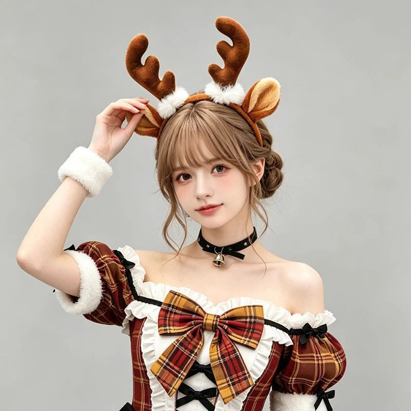Plush Reindeer Antlers Headband – Cosplay Lolita Deer Ears Costume Headband Nixie
