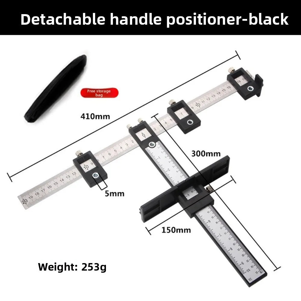 Adjustable Cabinet Hardware Jig – Dowelling & Drill Guide Tool Drilling Jig Tool Nixie Black