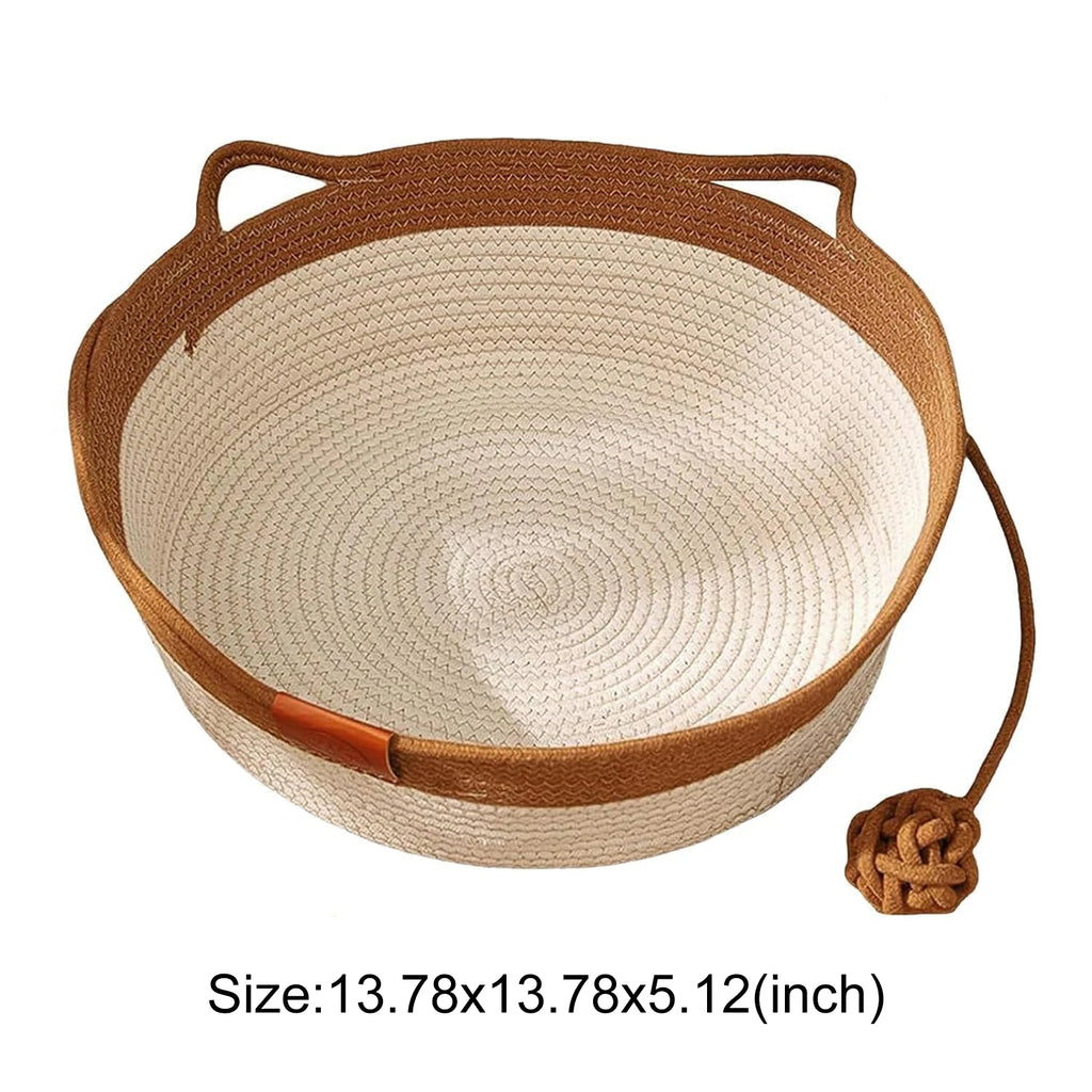 Handwoven Cotton Rope Round Cat Bed – Scratch-Resistant Kitten Nest Cat Bed Nixie