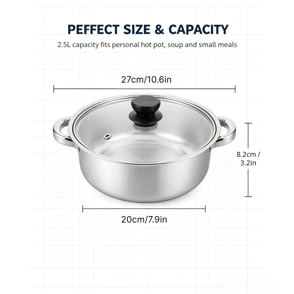 Stainless Steel Non-Stick Soup Pot – 26cm Double Bottom Pan Soup & Stock Pot Nixie 1 PC