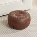PU Leather Round Storage Ottoman Bench – Modern Home Pouf Storage Ottoman Bench Nixie Brown