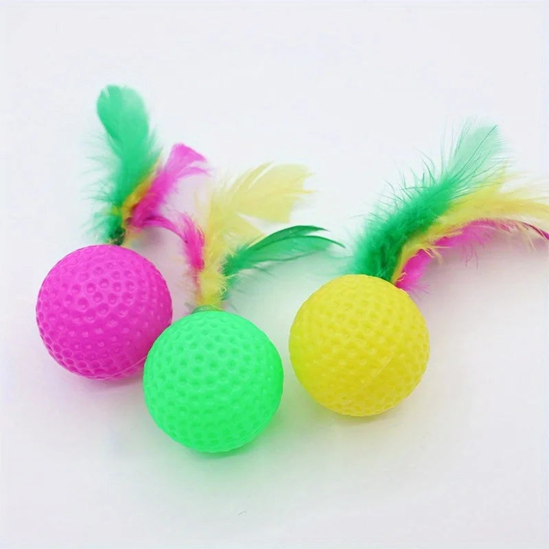 Sisal Scratching Ball Cat Toy with Feather – 1 or 5 Pcs Interactive Cat Toy Nixie