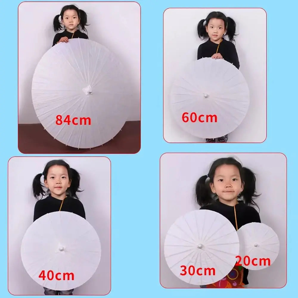 Blank DIY Paper Umbrella Long Handle Prop – 20 to 60cm DIY Craft Prop Nixie