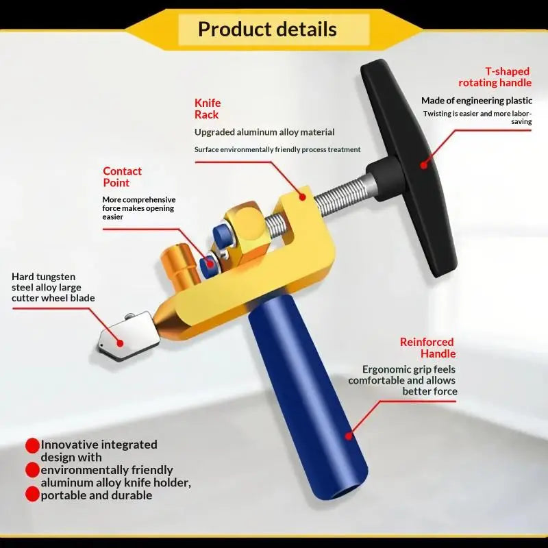 2-in-1 Glass & Ceramic Tile Cutter – Diamond Wheel & Breaker Tile Cutter Tool Nixie