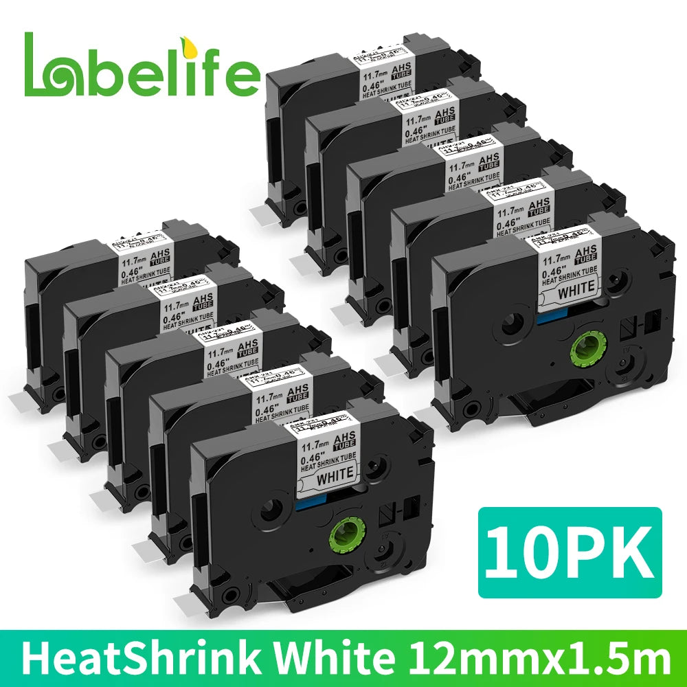10PK 12mm Heat Shrink Tube Tape HSe-231 HSe-631 Brother P-Touch