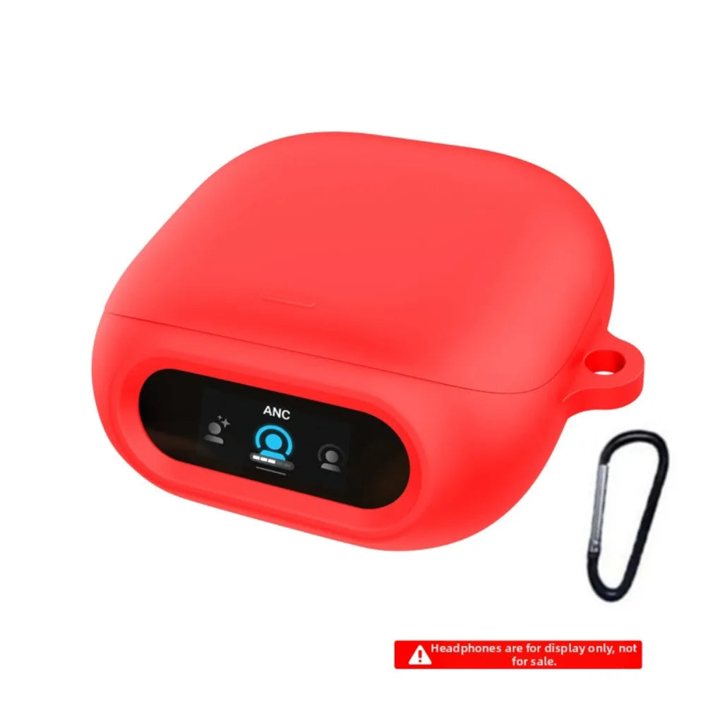Silicone Case + Carabiner for Anker Soundcore Liberty 5 Pro Earbuds Case Cover Nixie Red