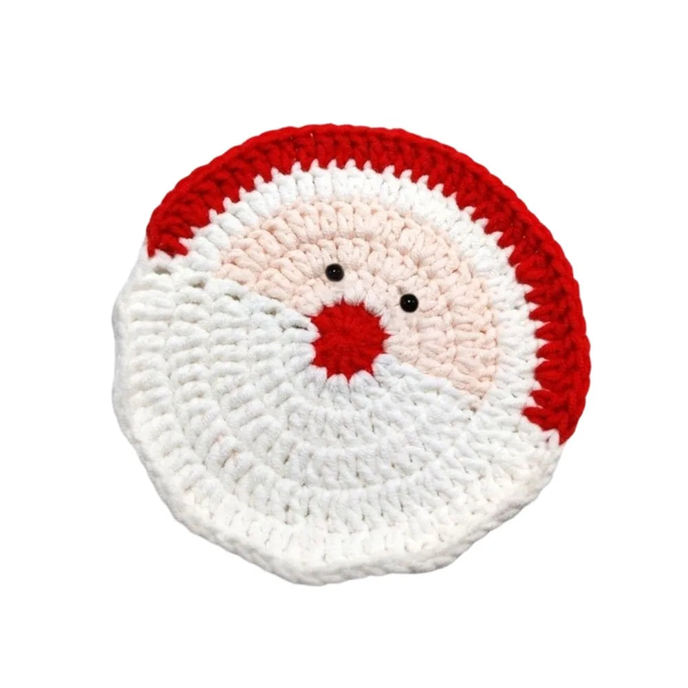 Hand-Knitted Christmas Crochet Coaster | Gingerbread Man Cup Mat