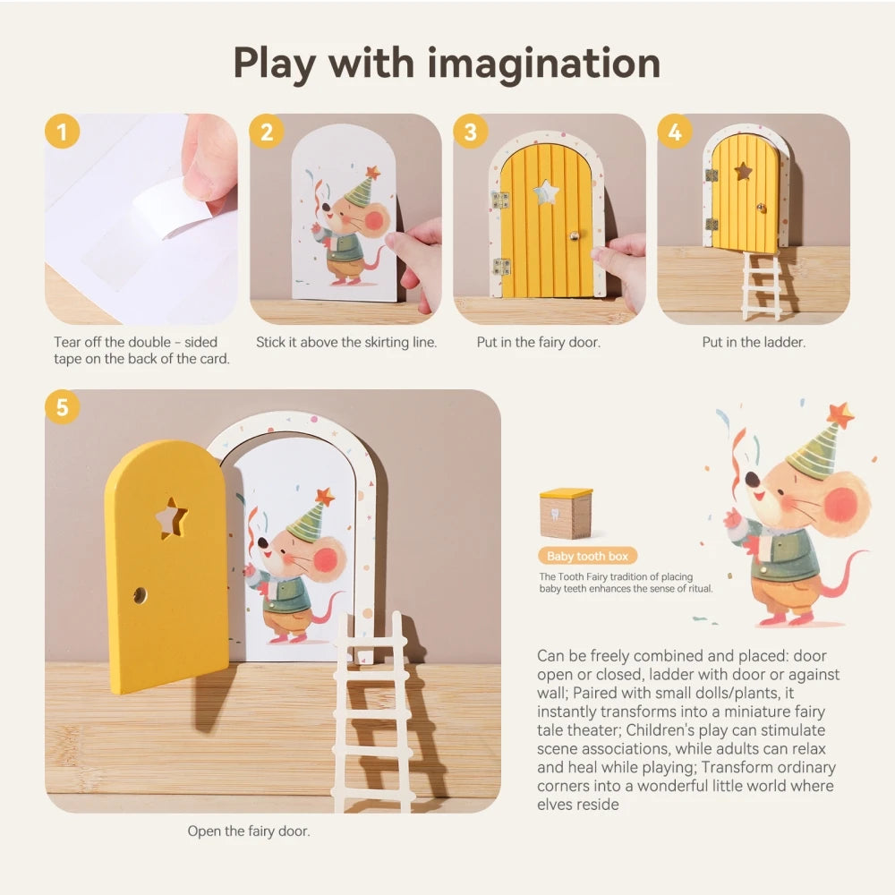 Fairy Door Miniature Wooden Mouse Door Garden Decor Miniature Garden Decor Nixie