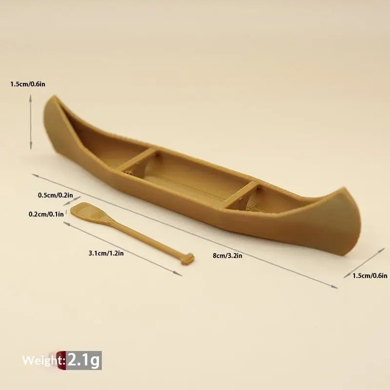 Miniature Canoe Boat Model Figurine Desktop Dollhouse Ornament Miniature Figurine Ornament Nixie A1