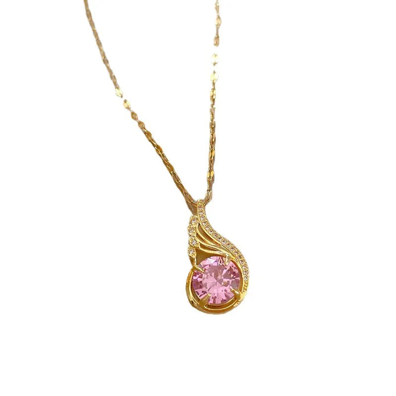 Phoenix Feather Pendant Choker Necklace | Gold Stainless Steel Pendant Choker Necklace Nixie