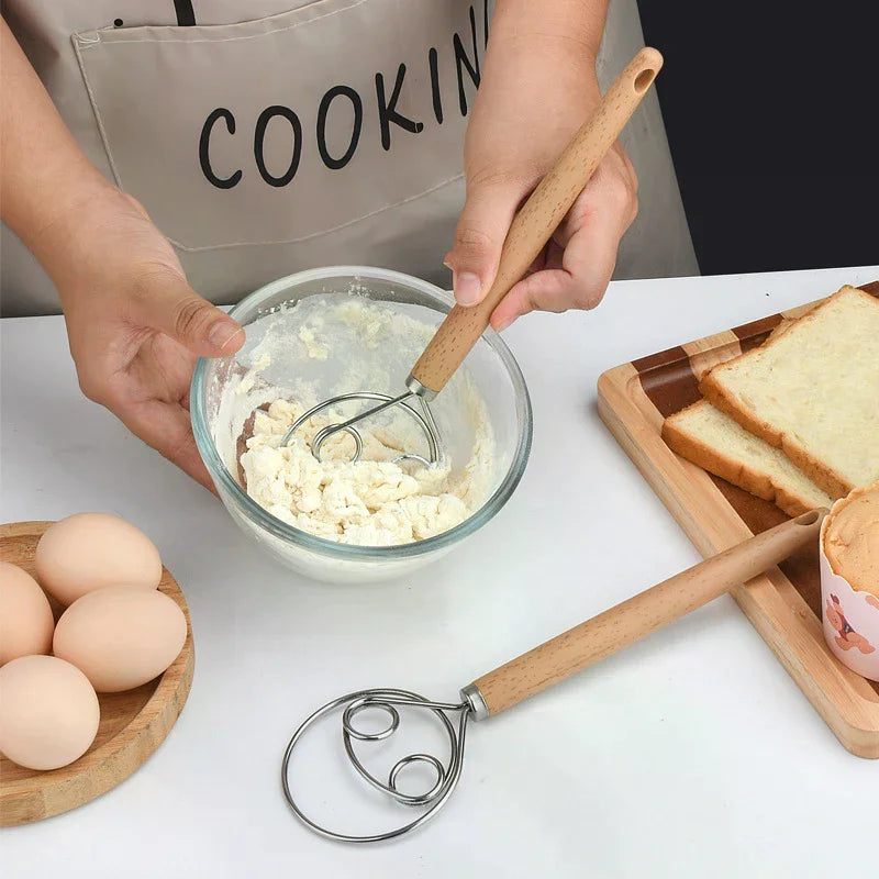 10-Inch Danish Dough Whisk – Stainless Steel & Wood Handle Danish Dough Whisk Nixie Default Title