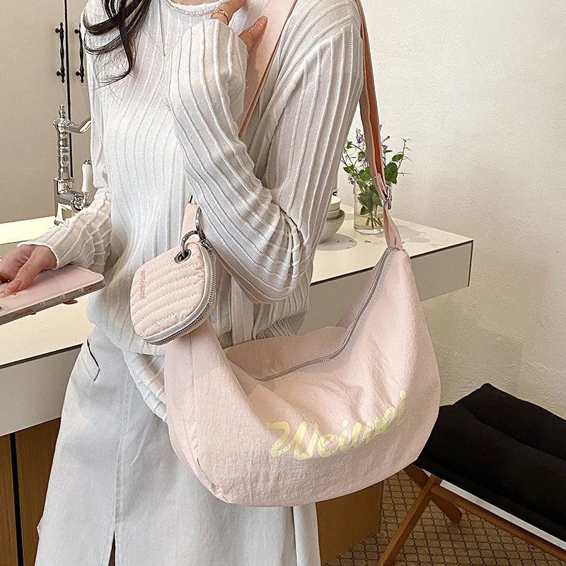 Korean Minimalist Large Capacity Nylon Tote Shoulder Bag