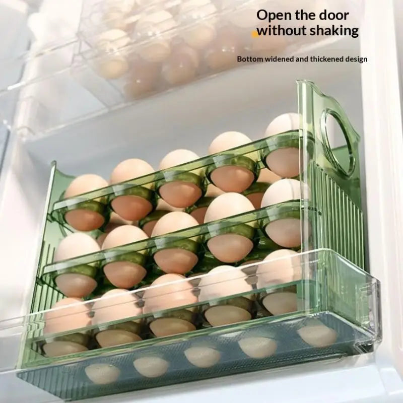 30-Grid 3-Layer Auto-Flip Egg Storage Container for Fridge Egg Storage Container Nixie