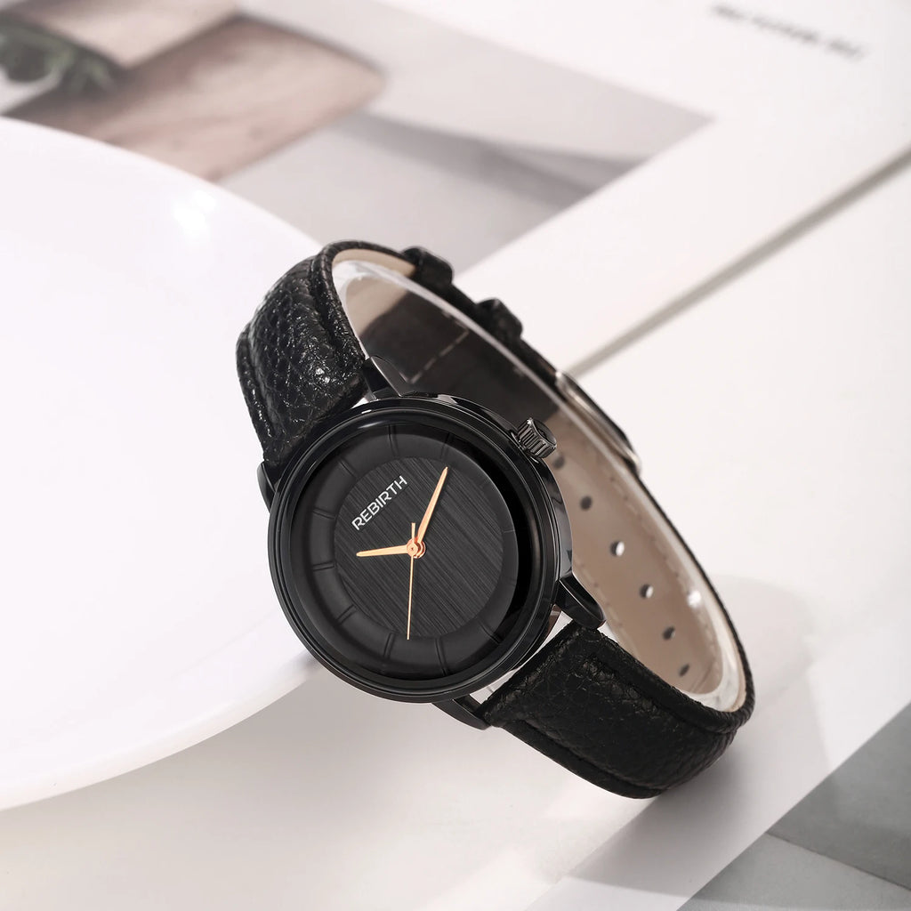 REBIRTH Square Quartz Watch – Unisex Minimalist Leather Band Quartz Wristwatch Nixie