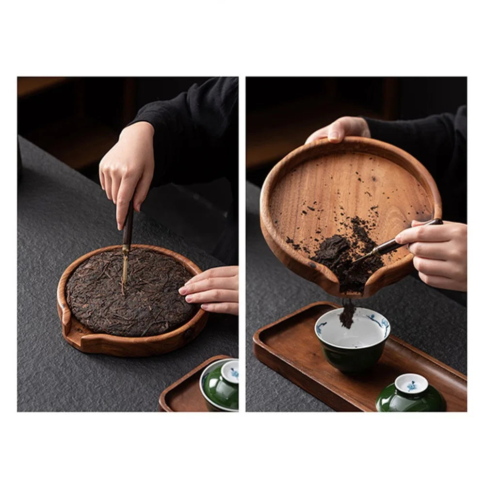 Round Wooden Tea Tray U-Shaped Opening | Multipurpose Serving Tray