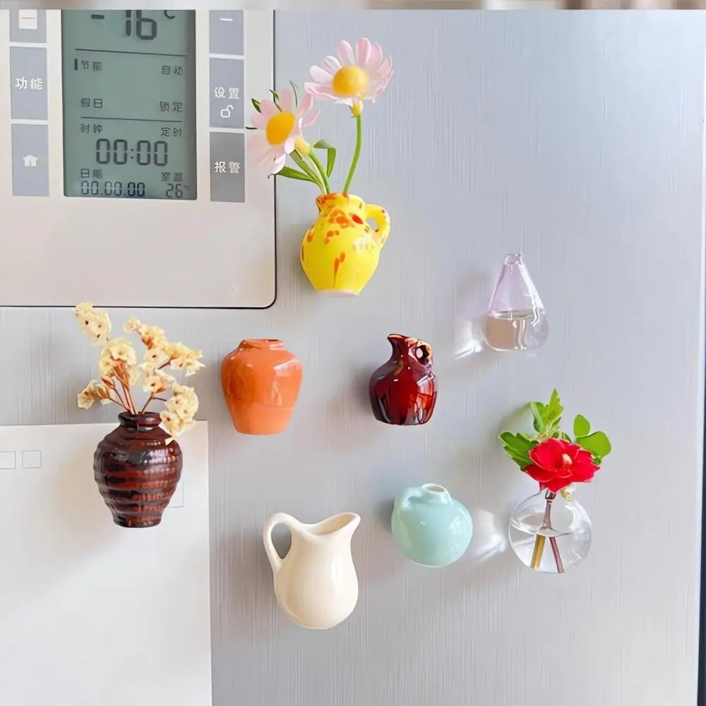 Ceramic Mini Vase Fridge Magnets – Decorative Plant Whiteboard Magnet