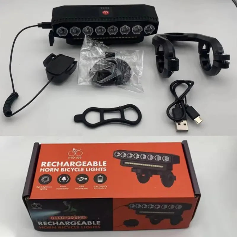 USB Rechargeable Bike LED Front Light & Horn – MTB & Road Bike Light & Horn Nixie