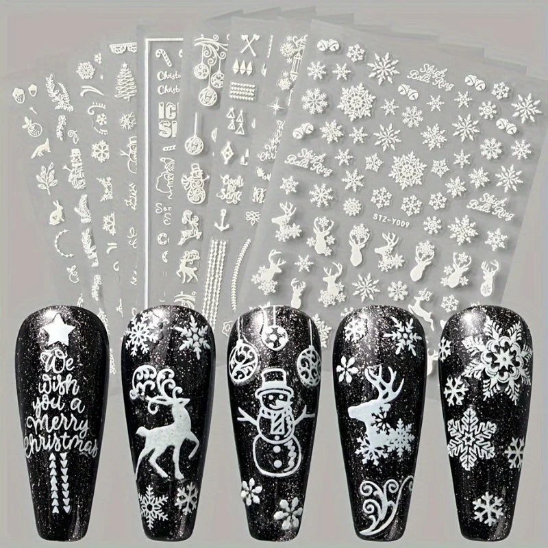 9PCS Christmas Nail Stamping Plates – Snowflake Xmas Stencil Set