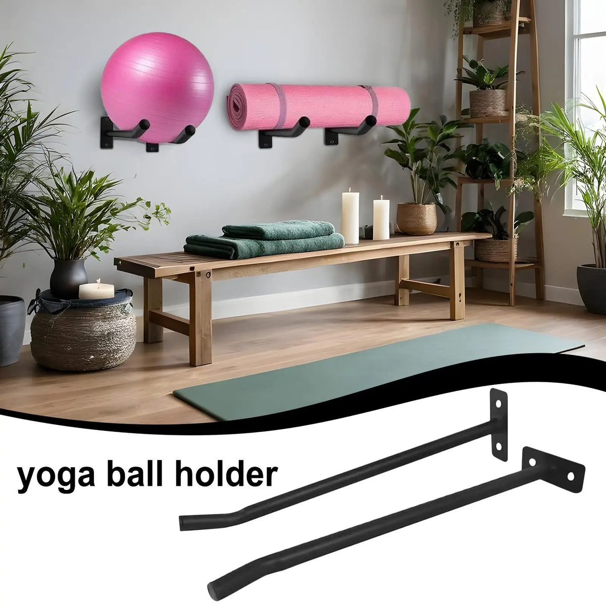 2Pcs Metal Exercise Ball Wall Mount Rack – Gym & Home Storage