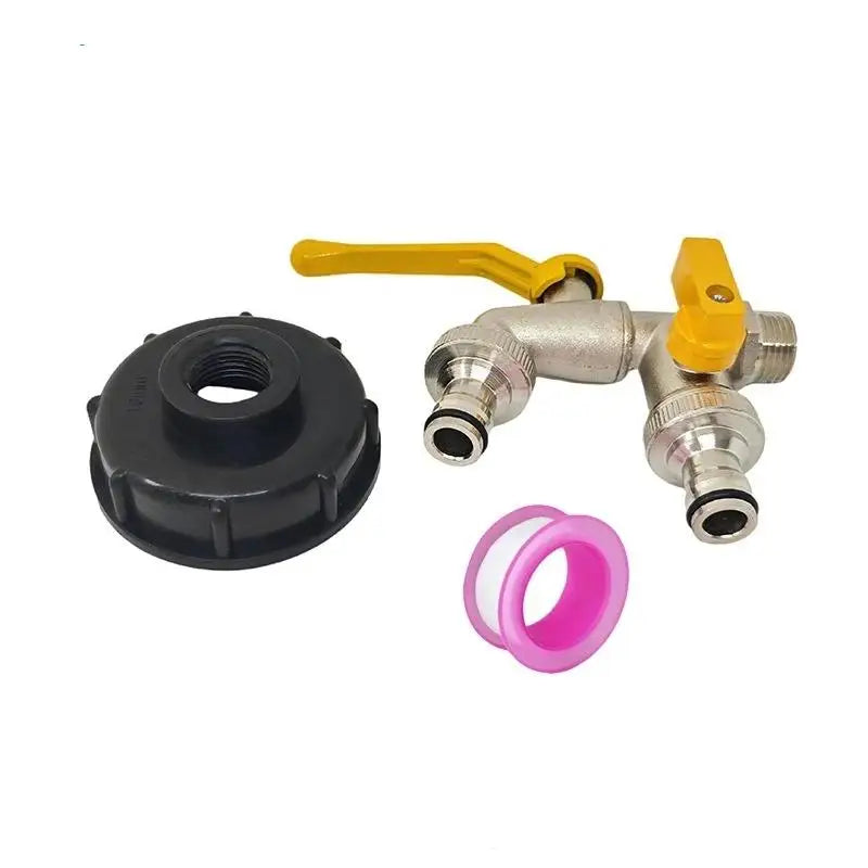 IBC Water Tank Connector 1/2" 3/4" Faucet Adapter – Dual Outlet Hose Faucet Adapter Nixie