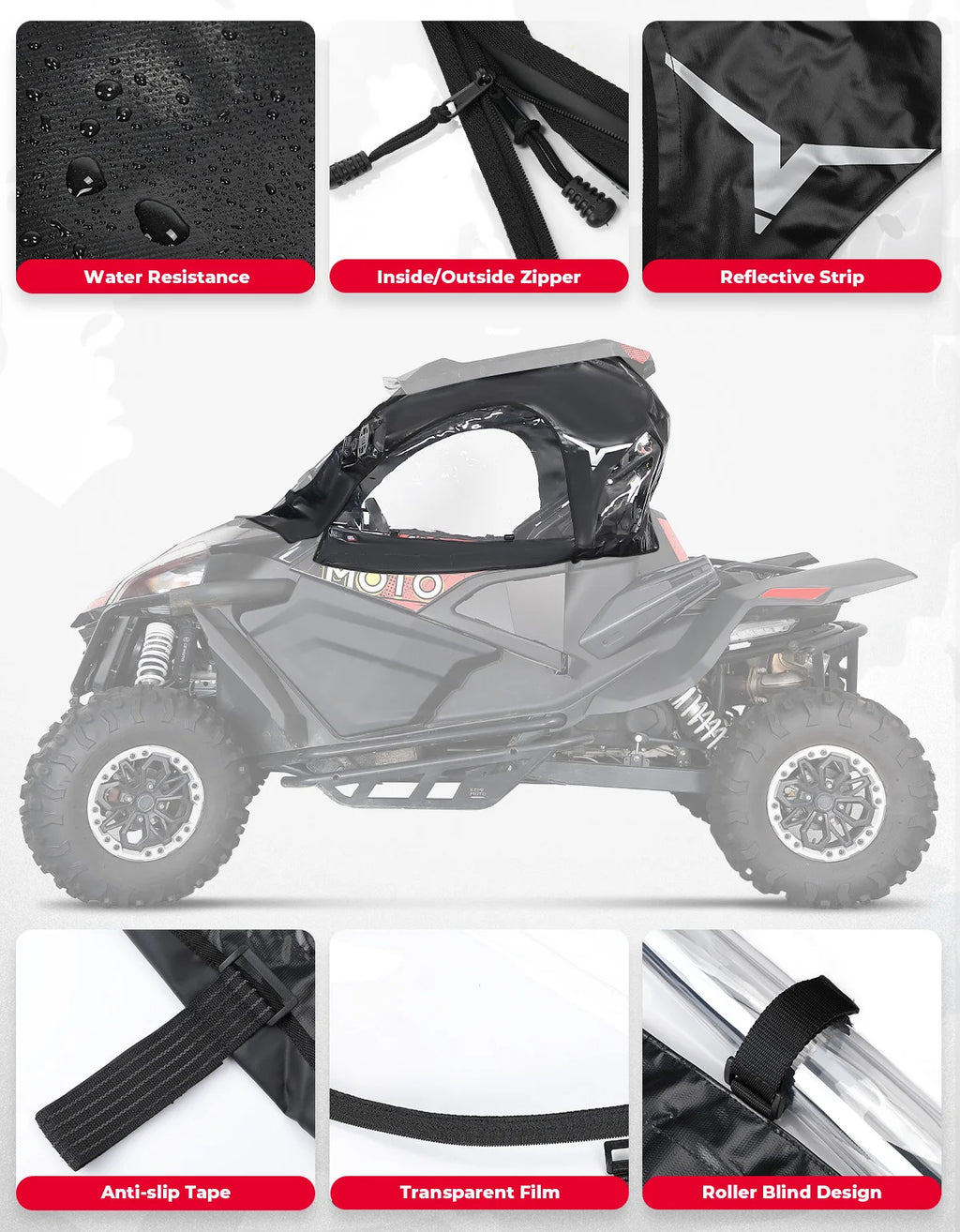 Soft Upper Door Kit for CFMOTO ZFORCE 950 & 1000 UTV Enclosure UTV Soft Door Kit Nixie