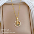 Women's Gold Hoop Pendant Choker Necklace | Stainless Steel Pendant Choker Necklace Nixie XL2606-604