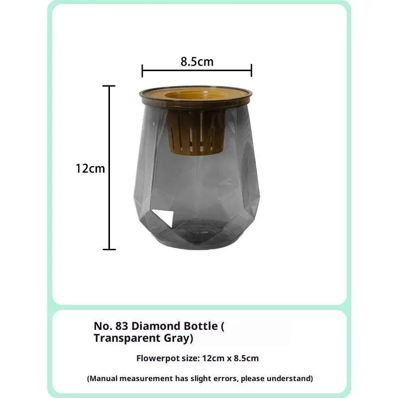 Mini Self-Watering Planter Pot – Transparent Plastic Vase Décor Self-Watering Planter Nixie Gray
