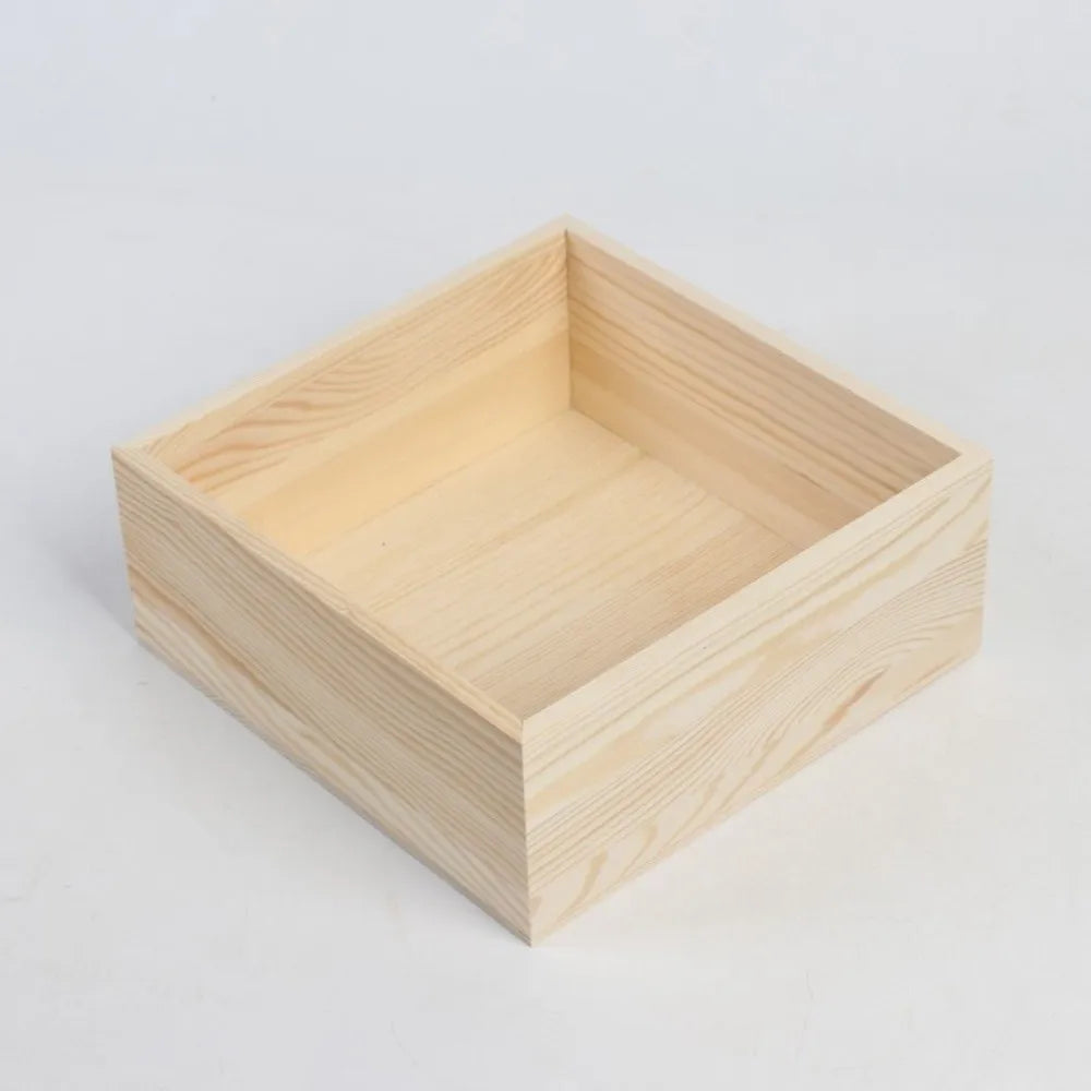 Portable Square Wooden Storage Box – DIY Paintable Organizer