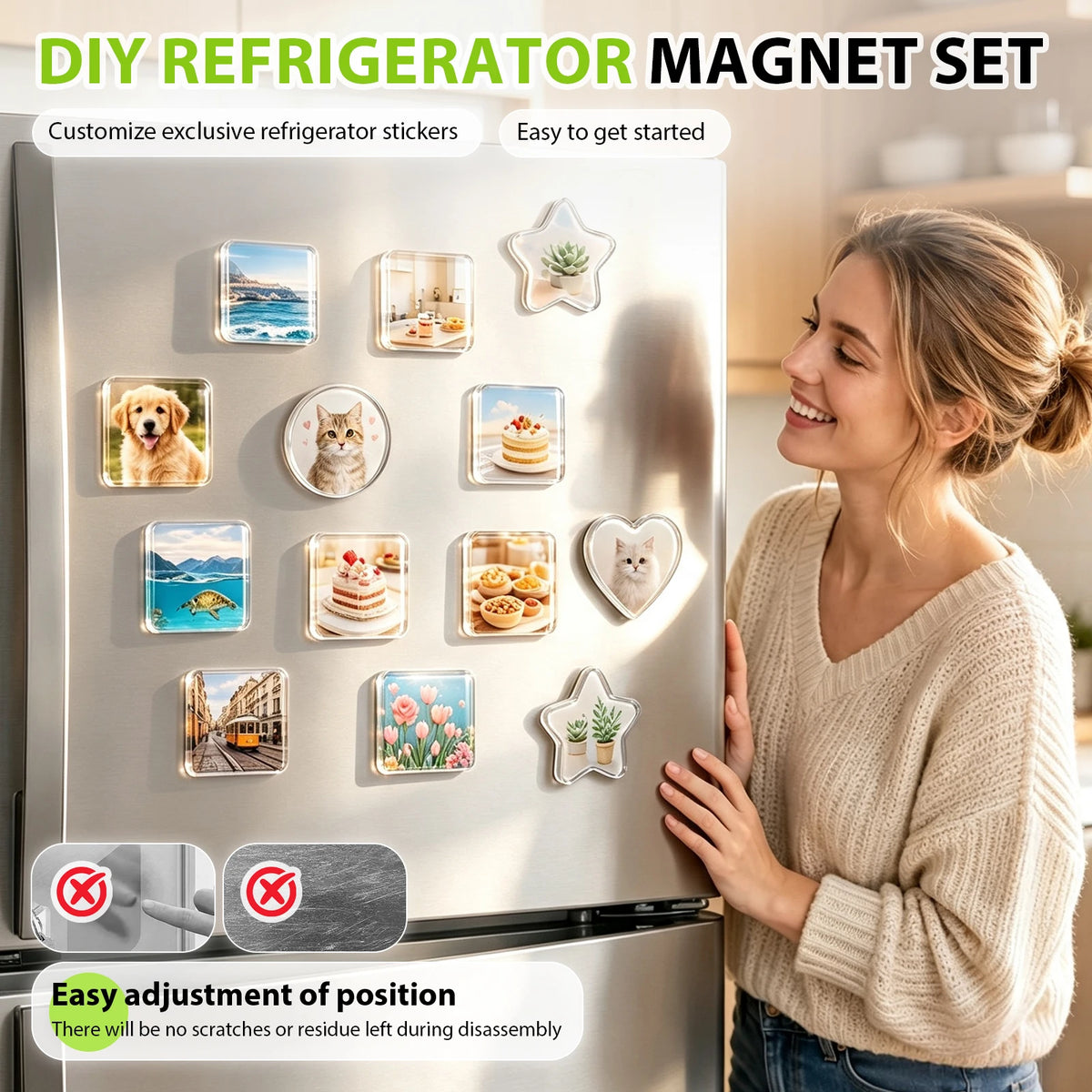 20Pcs DIY Acrylic Fridge Magnet Kit – 4 Shapes Craft Set DIY Craft Kit Nixie