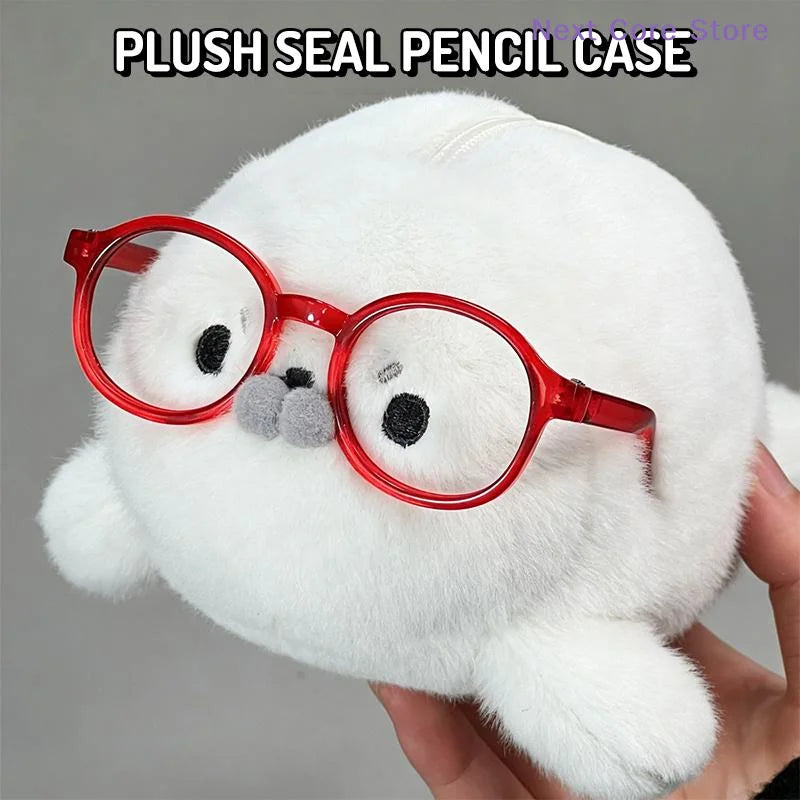 Cute Plush Seal Pencil Case – Large Capacity Stationery Bag Plush Pencil Case Nixie